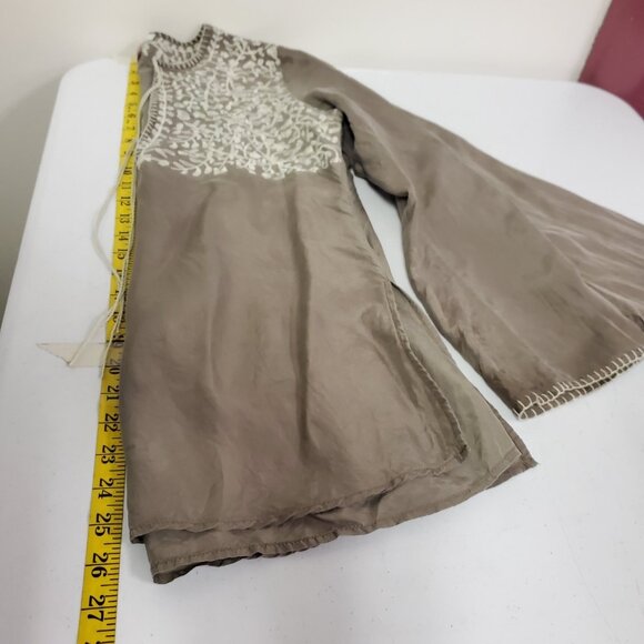 Sundance Womens Silk Embroidered Top Size XS Brown Boho Gypsy Artsy Lightweight - Picture 7 of 9